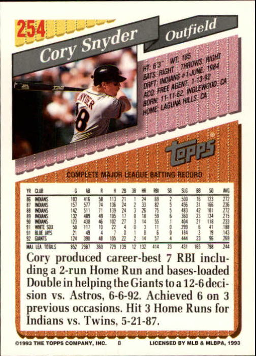 B4361- 1993 Topps Inaugural Rockies BB #s 251-500 -You Pick- 10+ FREE US SHIP - Picture 9 of 463