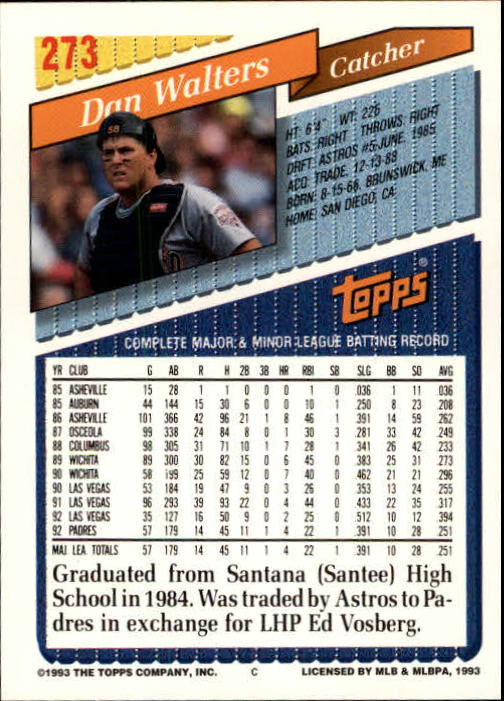 B4361- 1993 Topps Inaugural Rockies BB #s 251-500 -You Pick- 10+ FREE US SHIP - Picture 47 of 463