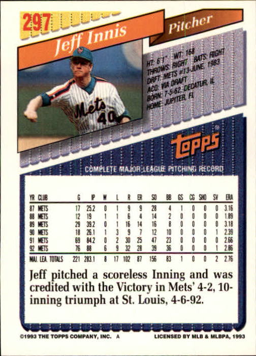 B4361- 1993 Topps Inaugural Rockies BB #s 251-500 -You Pick- 10+ FREE US SHIP - Picture 95 of 463