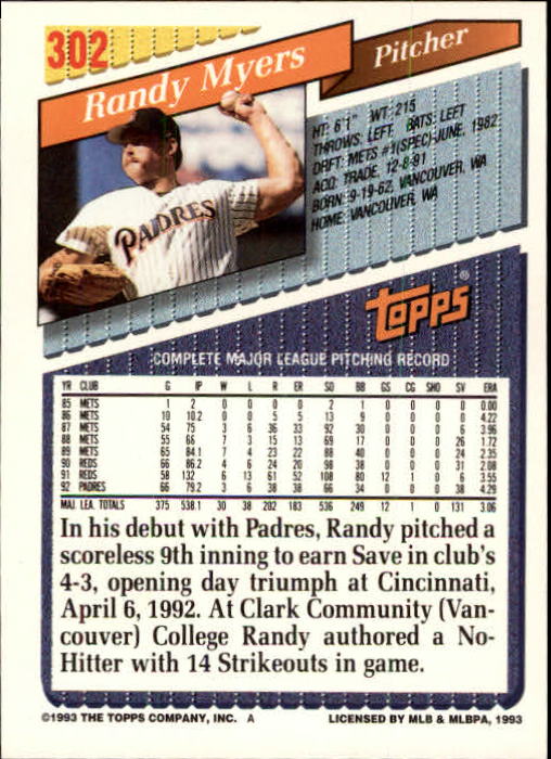 B4361- 1993 Topps Inaugural Rockies BB #s 251-500 -You Pick- 10+ FREE US SHIP - Picture 103 of 463