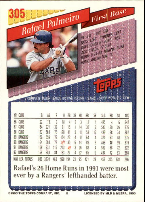 B4361- 1993 Topps Inaugural Rockies BB #s 251-500 -You Pick- 10+ FREE US SHIP - Picture 109 of 463