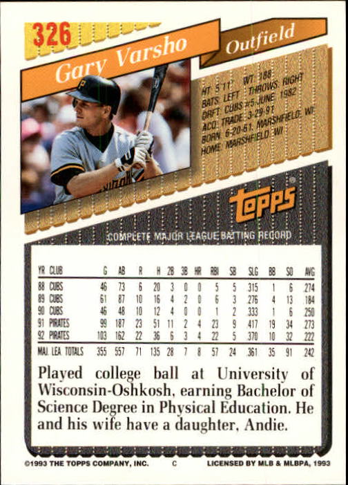 B4361- 1993 Topps Inaugural Rockies BB #s 251-500 -You Pick- 10+ FREE US SHIP - Picture 151 of 463