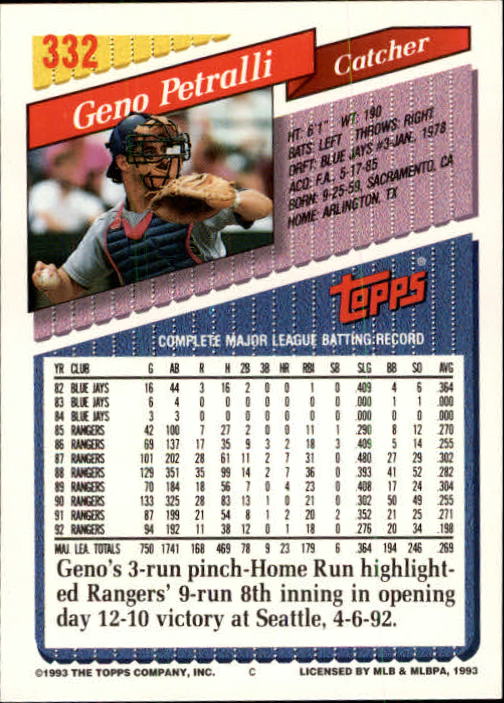 B4361- 1993 Topps Inaugural Rockies BB #s 251-500 -You Pick- 10+ FREE US SHIP - Picture 163 of 463