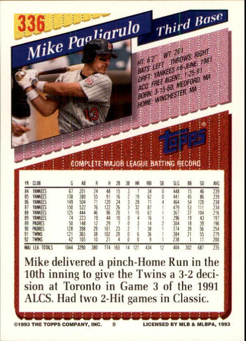B4361- 1993 Topps Inaugural Rockies BB #s 251-500 -You Pick- 10+ FREE US SHIP - Picture 169 of 463