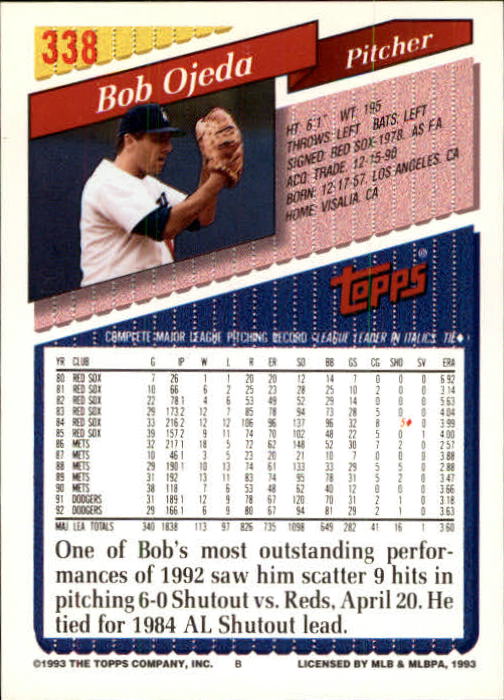 B4361- 1993 Topps Inaugural Rockies BB #s 251-500 -You Pick- 10+ FREE US SHIP - Picture 173 of 463