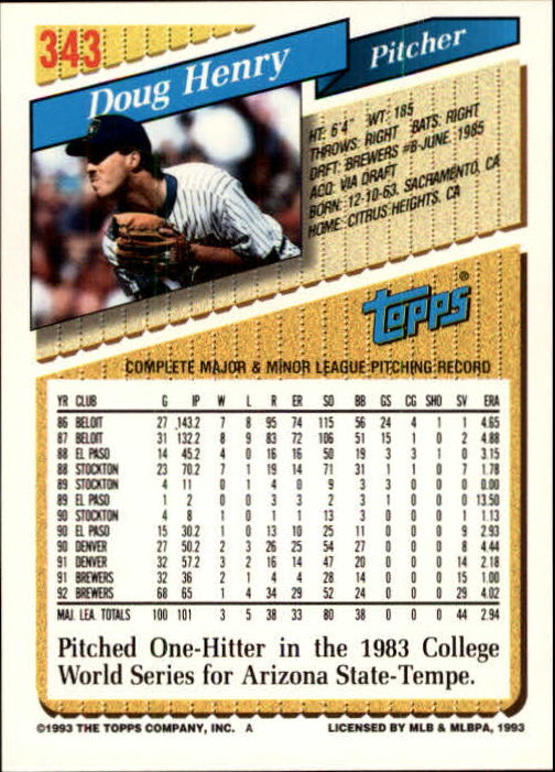 B4361- 1993 Topps Inaugural Rockies BB #s 251-500 -You Pick- 10+ FREE US SHIP - Picture 181 of 463