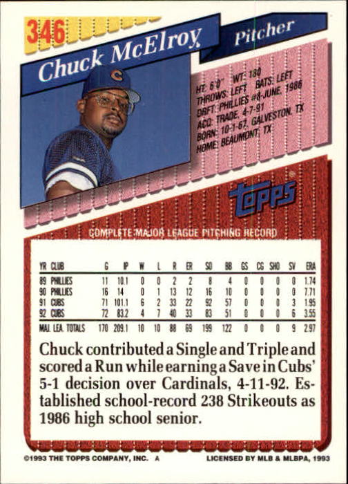 B4361- 1993 Topps Inaugural Rockies BB #s 251-500 -You Pick- 10+ FREE US SHIP - Picture 187 of 463