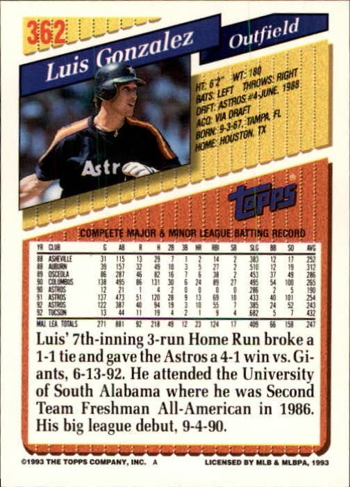 B4361- 1993 Topps Inaugural Rockies BB #s 251-500 -You Pick- 10+ FREE US SHIP - Picture 217 of 463