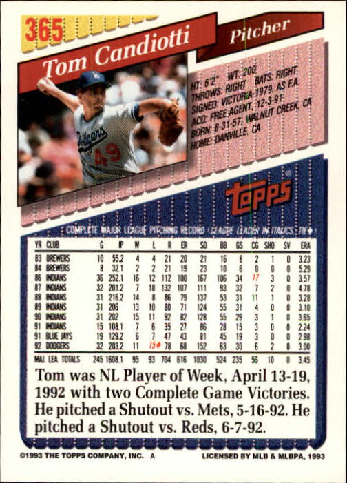 B4361- 1993 Topps Inaugural Rockies BB #s 251-500 -You Pick- 10+ FREE US SHIP - Picture 223 of 463