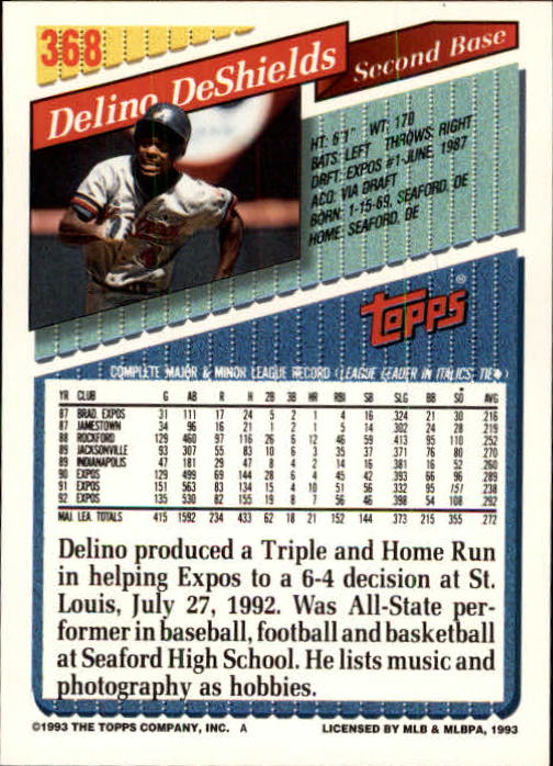 B4361- 1993 Topps Inaugural Rockies BB #s 251-500 -You Pick- 10+ FREE US SHIP - Picture 229 of 463