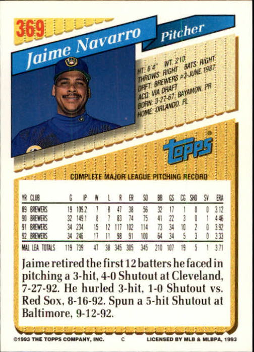 B4361- 1993 Topps Inaugural Rockies BB #s 251-500 -You Pick- 10+ FREE US SHIP - Picture 231 of 463