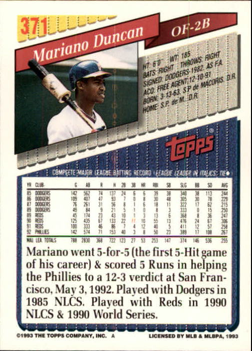B4361- 1993 Topps Inaugural Rockies BB #s 251-500 -You Pick- 10+ FREE US SHIP - Picture 235 of 463