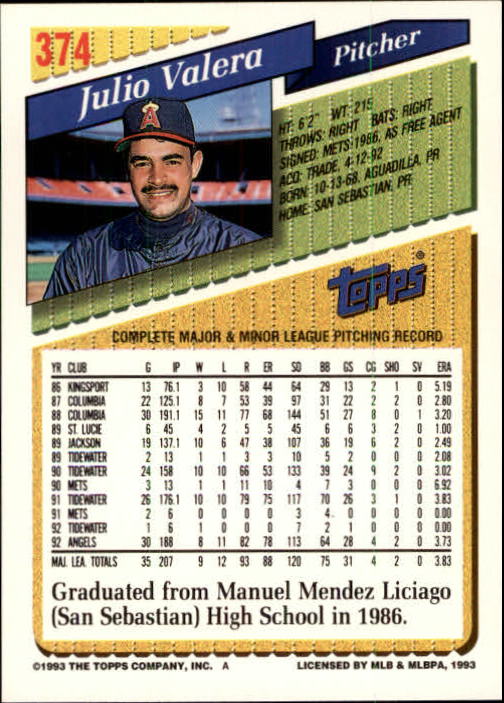 B4361- 1993 Topps Inaugural Rockies BB #s 251-500 -You Pick- 10+ FREE US SHIP - Picture 241 of 463