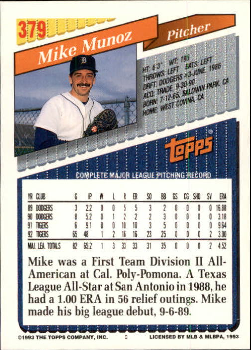 B4361- 1993 Topps Inaugural Rockies BB #s 251-500 -You Pick- 10+ FREE US SHIP - Picture 251 of 463