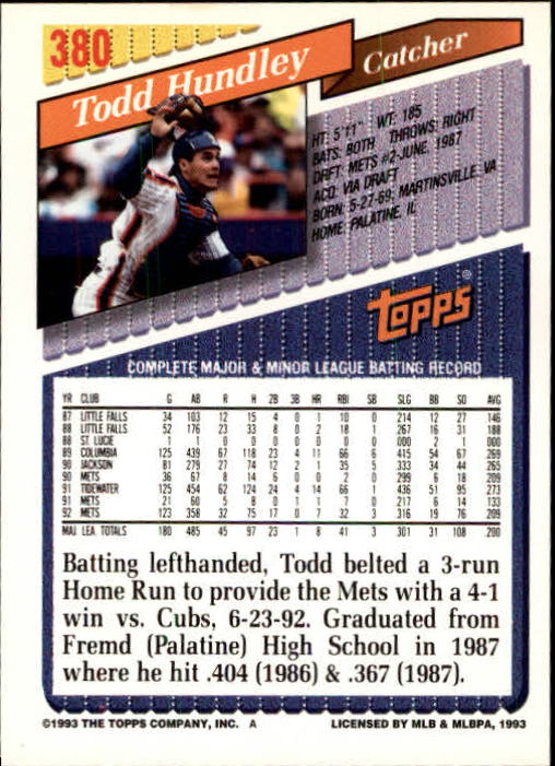 B4361- 1993 Topps Inaugural Rockies BB #s 251-500 -You Pick- 10+ FREE US SHIP - Picture 253 of 463