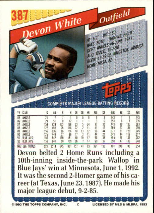 B4361- 1993 Topps Inaugural Rockies BB #s 251-500 -You Pick- 10+ FREE US SHIP - Picture 267 of 463