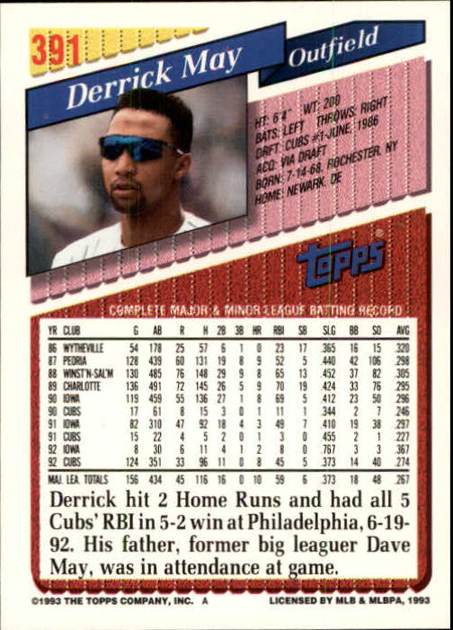 B4361- 1993 Topps Inaugural Rockies BB #s 251-500 -You Pick- 10+ FREE US SHIP - Picture 273 of 463