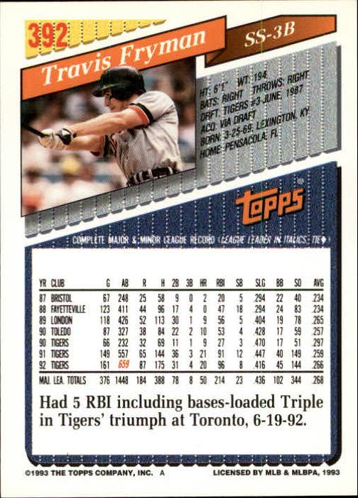 B4361- 1993 Topps Inaugural Rockies BB #s 251-500 -You Pick- 10+ FREE US SHIP - Picture 275 of 463