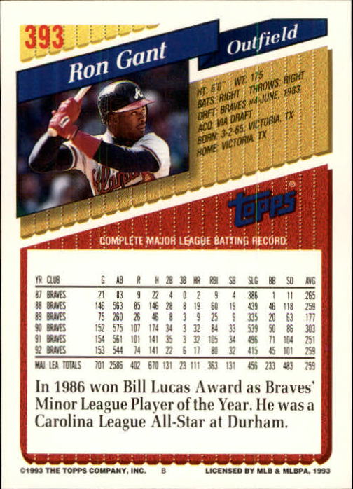 B4361- 1993 Topps Inaugural Rockies BB #s 251-500 -You Pick- 10+ FREE US SHIP - Picture 277 of 463