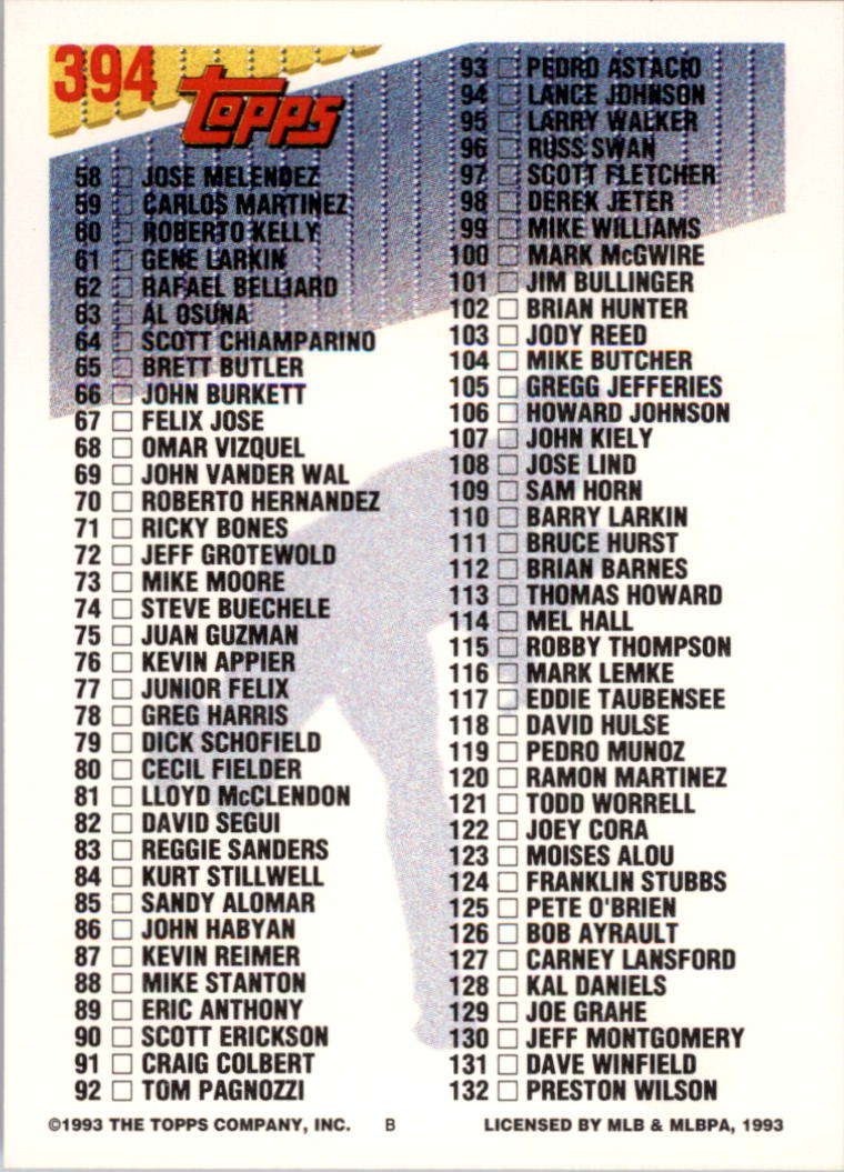 B4361- 1993 Topps Inaugural Rockies BB #s 251-500 -You Pick- 10+ FREE US SHIP - Picture 279 of 463