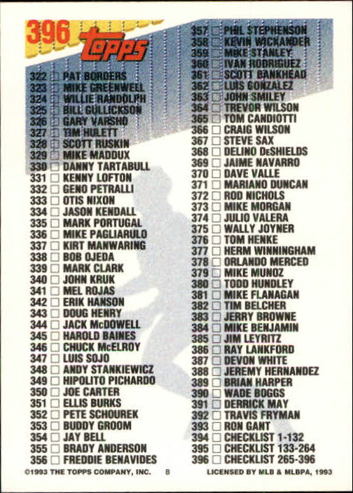 B4361- 1993 Topps Inaugural Rockies BB #s 251-500 -You Pick- 10+ FREE US SHIP - Picture 283 of 463