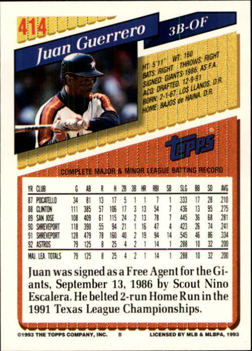 B4361- 1993 Topps Inaugural Rockies BB #s 251-500 -You Pick- 10+ FREE US SHIP - Picture 297 of 463