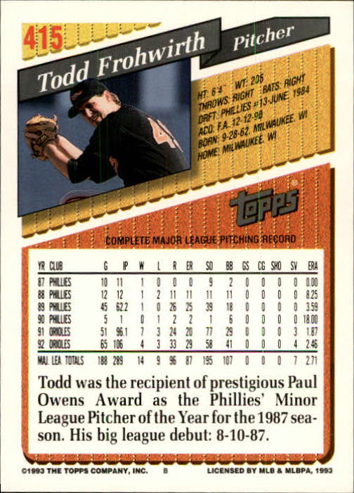B4361- 1993 Topps Inaugural Rockies BB #s 251-500 -You Pick- 10+ FREE US SHIP - Picture 299 of 463