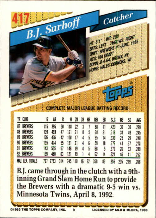 B4361- 1993 Topps Inaugural Rockies BB #s 251-500 -You Pick- 10+ FREE US SHIP - Picture 303 of 463