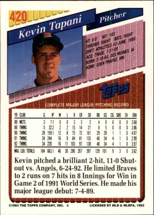 B4361- 1993 Topps Inaugural Rockies BB #s 251-500 -You Pick- 10+ FREE US SHIP - Picture 309 of 463