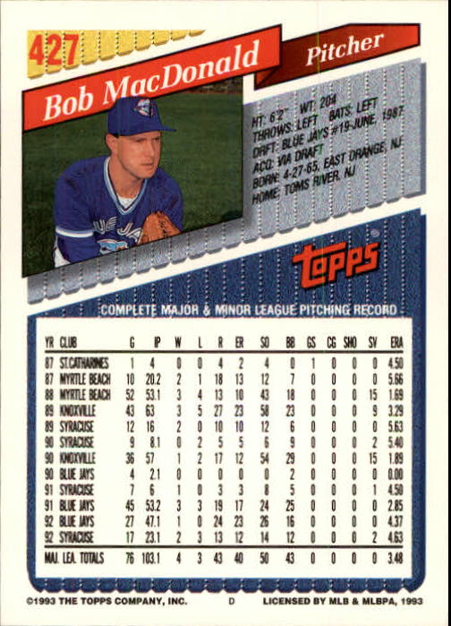 B4361- 1993 Topps Inaugural Rockies BB #s 251-500 -You Pick- 10+ FREE US SHIP - Picture 323 of 463