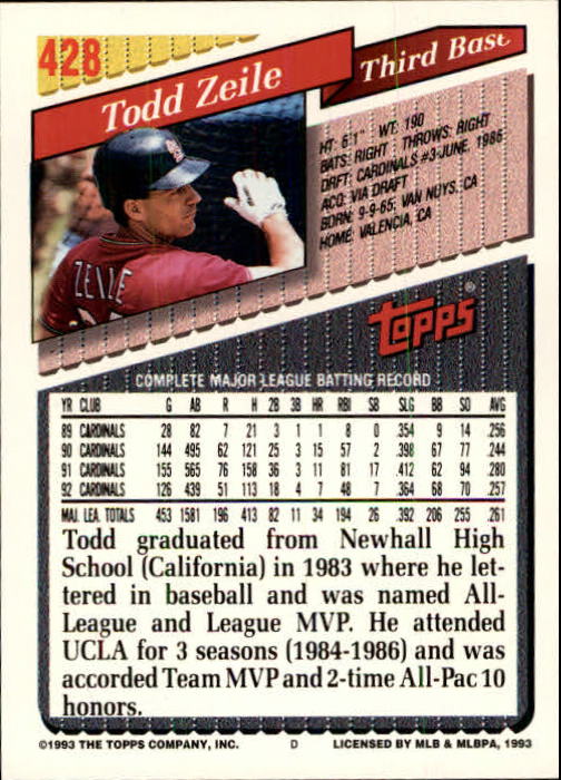 B4361- 1993 Topps Inaugural Rockies BB #s 251-500 -You Pick- 10+ FREE US SHIP - Picture 325 of 463