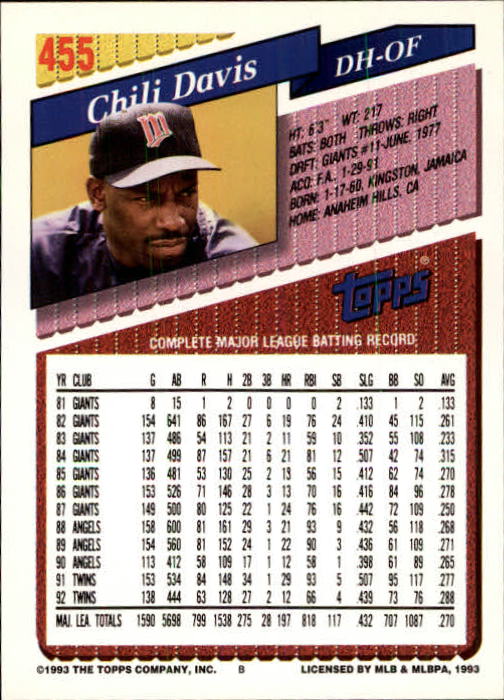 B4361- 1993 Topps Inaugural Rockies BB #s 251-500 -You Pick- 10+ FREE US SHIP - Picture 375 of 463
