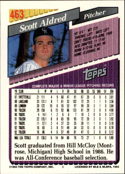 B4361- 1993 Topps Inaugural Rockies BB #s 251-500 -You Pick- 10+ FREE US SHIP - Picture 391 of 463