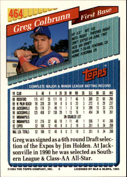 B4361- 1993 Topps Inaugural Rockies BB #s 251-500 -You Pick- 10+ FREE US SHIP - Picture 393 of 463