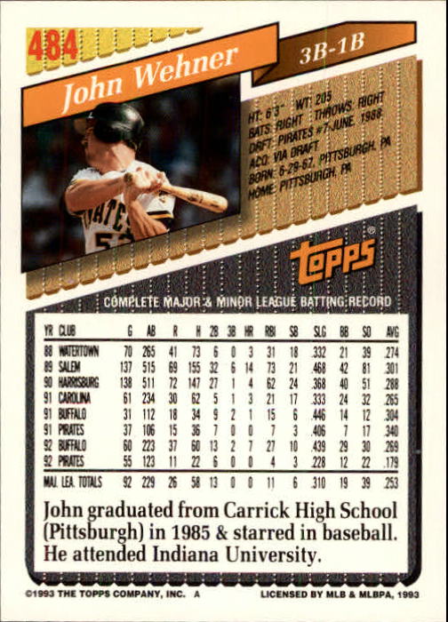 B4361- 1993 Topps Inaugural Rockies BB #s 251-500 -You Pick- 10+ FREE US SHIP - Picture 433 of 463