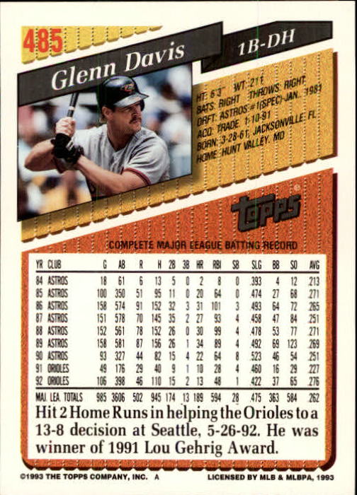B4361- 1993 Topps Inaugural Rockies BB #s 251-500 -You Pick- 10+ FREE US SHIP - Picture 435 of 463