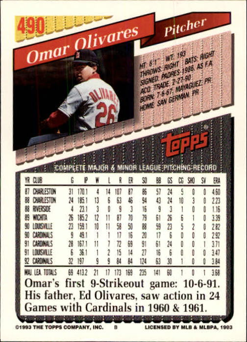 B4361- 1993 Topps Inaugural Rockies BB #s 251-500 -You Pick- 10+ FREE US SHIP - Picture 445 of 463