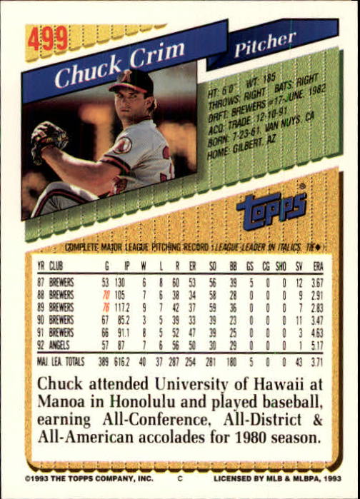 B4361- 1993 Topps Inaugural Rockies BB #s 251-500 -You Pick- 10+ FREE US SHIP - Picture 463 of 463