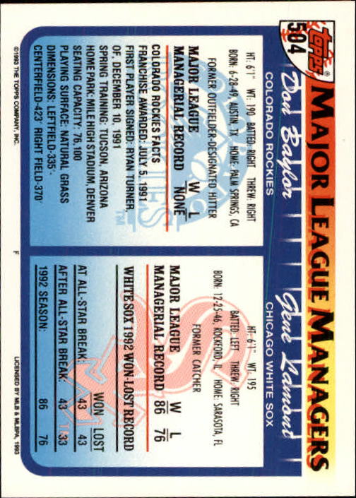 B4361- 1993 Topps Inaugural Rockies BB #s 501-750 -You Pick- 10+ FREE US SHIP - Picture 9 of 483