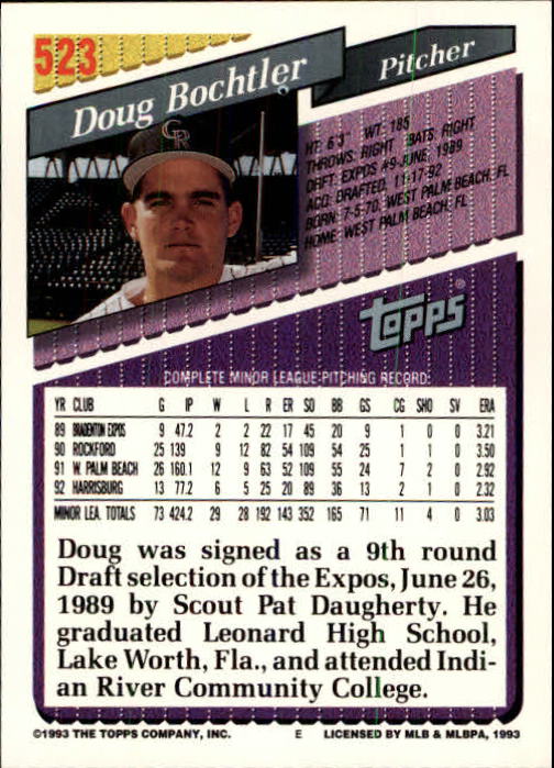 B4361- 1993 Topps Inaugural Rockies BB #s 501-750 -You Pick- 10+ FREE US SHIP - Picture 41 of 483