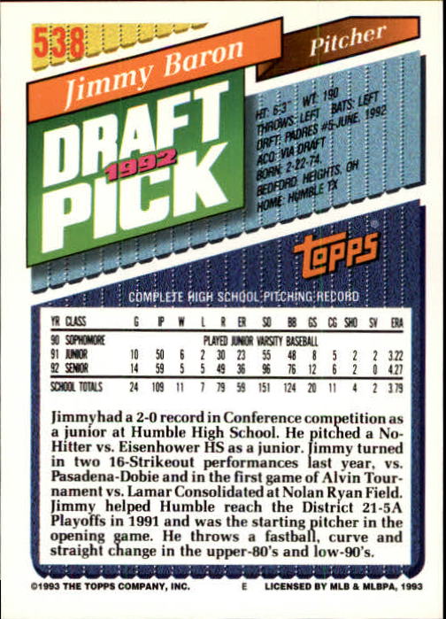 B4361- 1993 Topps Inaugural Rockies BB #s 501-750 -You Pick- 10+ FREE US SHIP - Picture 71 of 483