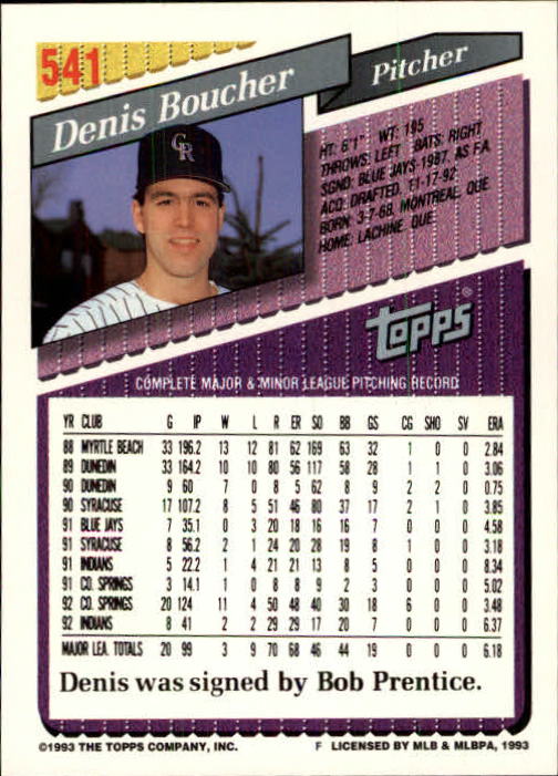 B4361- 1993 Topps Inaugural Rockies BB #s 501-750 -You Pick- 10+ FREE US SHIP - Picture 77 of 483