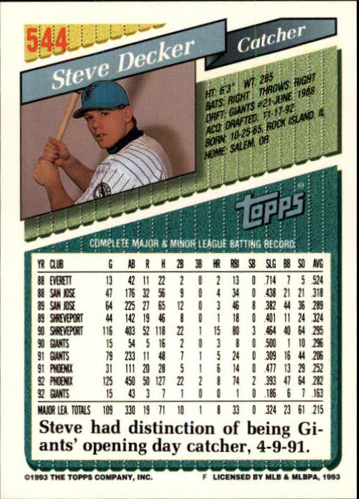 B4361- 1993 Topps Inaugural Rockies BB #s 501-750 -You Pick- 10+ FREE US SHIP - Picture 83 of 483