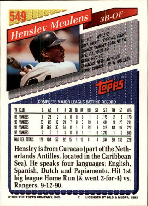 B4361- 1993 Topps Inaugural Rockies BB #s 501-750 -You Pick- 10+ FREE US SHIP - Picture 93 of 483