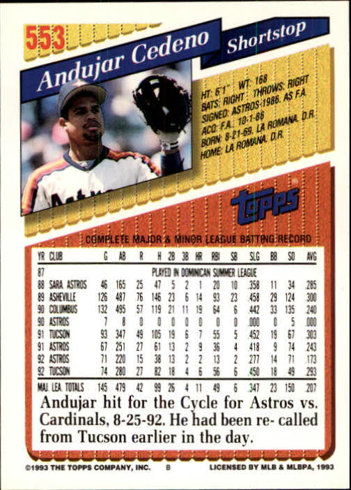 B4361- 1993 Topps Inaugural Rockies BB #s 501-750 -You Pick- 10+ FREE US SHIP - Picture 101 of 483