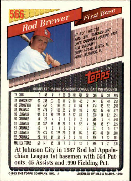 B4361- 1993 Topps Inaugural Rockies BB #s 501-750 -You Pick- 10+ FREE US SHIP - Picture 125 of 483