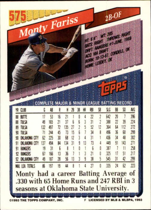 B4361- 1993 Topps Inaugural Rockies BB #s 501-750 -You Pick- 10+ FREE US SHIP - Picture 143 of 483