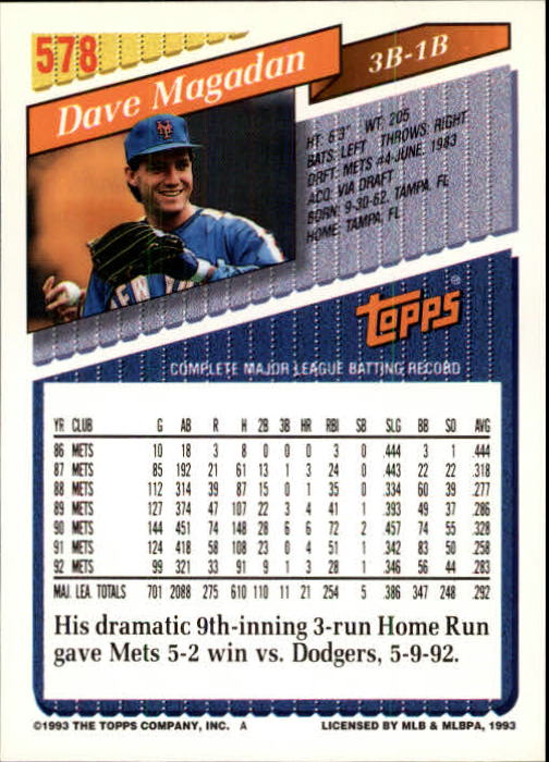 B4361- 1993 Topps Inaugural Rockies BB #s 501-750 -You Pick- 10+ FREE US SHIP - Picture 149 of 483