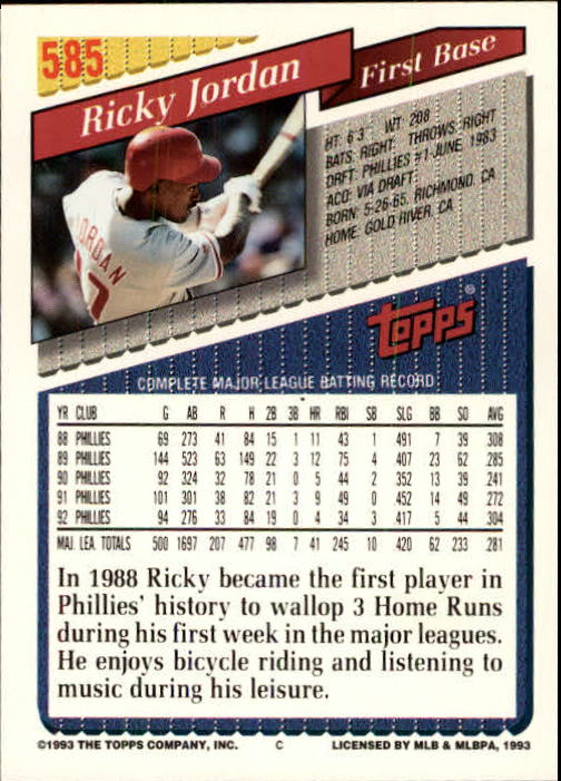 B4361- 1993 Topps Inaugural Rockies BB #s 501-750 -You Pick- 10+ FREE US SHIP - Picture 163 of 483