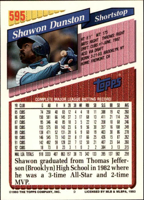 B4361- 1993 Topps Inaugural Rockies BB #s 501-750 -You Pick- 10+ FREE US SHIP - Picture 183 of 483